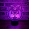 Stolná 3D LED lampa Zaľúbené labute