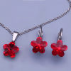 Súprava z chirurgickej ocele Swarovski červené kvietky 35cm