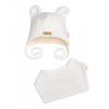 Baby Nellys Pletená čepice s bavlněnou podšívkou a šátkem 2v1, Teddy Hand made - kokosová bílá, 56/62 (0-3m)