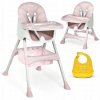 Vysoká stolička RicoKids 92 x 62 x 77 cm 700002 (Vysoká stolička so stolíkom Milo ružová)