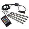 4x Hudobná LED RGB lampa pre osvetlenie interiéru vozidiel 12V + diaľkové ovládanie