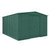Plechový záhradný domček so strešným oknom Globel 1012, š. 295 × d. 361 × v. 203 cm (zelený)