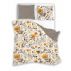 Posteľná Bielizeň 140x200 Gusto Kvety Listy Obojstranné medová/sivá