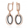 B-TOP Ružovo pozlátené náušnice s oválnym príveskom