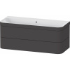 DURAVIT Happy D.2 Plus c-bonded závesná skrinka s nábytkovým umývadlom bez otvoru, 2 zásuvky, 1175 x 490 x 480 mm, grafit super matná, HP4639N80800000