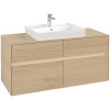 VILLEROY & BOCH Collaro závesná skrinka pod umývadlo na dosku (umývadlo v strede), 4 zásuvky, s LED osvetlením, 1200 x 500 x 548 mm, Nordic Oak, C081B0VJ