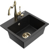 Mexen Milo granitový drez 1-komorový s kuchynskou batériou Carla, čierny/strieborný metalický - 6505-73-670700-50