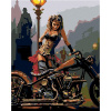 Maľovanie podľa čísel – Drsné dievča s motorkou, 40 × 50 cm, napnuté plátno na ráme 8596530034735