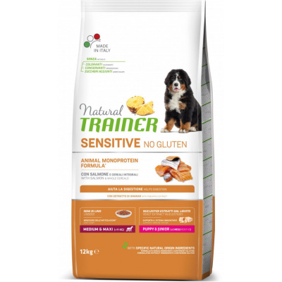 Trainer Natural Sensitive No Gluten Puppy & Jun Medium/Maxi losos 12kg