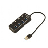GEMBIRD hub, 4-port USB 3.1 (Gen 1) hub s vypínači UHB-U3P4P-01