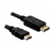 Delock HDMI prepojovací kábel Zástrčka HDMI-A, Konektor DisplayPort 1 m čierna 82586 krútený, pozlátené kontakty, trojžilový tienený Kábel DisplayPort; 82586
