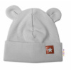 Baby Nellys Rebrovaná dvojvrstvová čiapka s uškami TEDDY - sivá, 68/74 56-62 (0-3m)