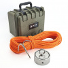 Magnet fishing set PREMIUM TRAVEL (obojstranný magnet 500 kg + hák + lano 30 metrov + prepravný box)