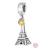 Striebro 925 Eiffelova veža + srdce láska pre Paríž, 2v1 cestovný náramok prívesok