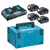 Makita 197626-8 sada batérie 4xBL1850B + dvojnabíjačka DC18RD + Makpac 3