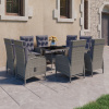 zahrada-XL 9-dielna záhradná jedálenská súprava polyratan a sklo sivá 3058530