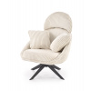 Relaxačné otočné kreslo MERRY 2 — oceľ, menčestrová látka, viac farieb Krémová