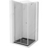 Mexen Lima sprchový kút skladací 80 x 80 cm, priehľadné sklo, profil chróm + Flat sprchová vanička, čierna - 856-080-080-01-00-4070