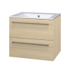 Mereo Bino kúpeľňová skrinka s keramickým umývadlom 61 cm, dub Sand Barbera CN630