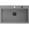 Mexen Elix, 1-korový granitový drez 800 x 500 mm, šedá, čierny sifón, 6527801005-71-B