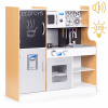 ECOTOYS Detská kuchynka so zvukom a LED tabuľou kovové MDF doplnky +3 roky