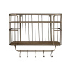 Chic Antique Mosadzná antik kovová nástenná polička s háčikmi Old Shelf - 52*20*45 cm - Chic Antique