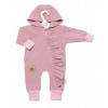 Teplákový overal s volánikom a kapucňou GIRL, Baby Nellys, púdrový, veľ. 86, 86 (12-18m)
