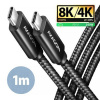 Axagon AXAGON BUCM4X-CM10AB NewGEN+ kabel USB-C USB-C, 1m, USB4 Gen 3×2, PD 240W 5A, 8K HD, ALU, oplet, černý