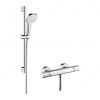 Hansgrohe Croma Select E, sprchová súprava Vario s termostatom Ecostat Comfort a sprchovou tyčou 65 cm, biela/chrómová, HAN-27081400
