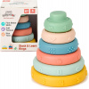 BabyToLove Stack and Learn Mäkké senzorické krúžky-edukačná skladacia pyramída pre bábätká