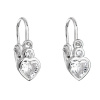 Strieborné detské náušnice visiace so zirkónom biele srdce 11178.1