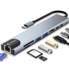 HUBOVÝ ADAPTÉR Adaptér USB-C 8V1 na USB SD LAN HDMI 4K