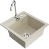Mexen Vito, 1-komorový granitový drez 520x490x210 mm, chrómová batéria Telma, béžová, 6503-69-670200-00