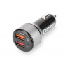 Digitus USB nabíječka do auta, rychlé nabíjení 3.0, 2 vstupní porty 12-24V, výstupy: 3-6.5V/3A, 5V/2.4A 84103