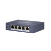 HIKVISION DS-3E0505HP-E, full Gb switch 4x PoE (1x HI-PoE), 1x uplink RJ-45, 60W, dosah až 300m