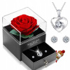 VEČNÁ RUŽA V SKLE, ŠPERKOVNICA S NÁHRDELNÍKOM - DARČEK PRE ŽENY / UČITEĽKU