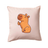 Kapybara s palcom hore - Vankúš 50x50 - 50x50 - Vrátane výplne ( Svetloružová )