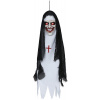 Visiaca dekorácia Hlava mníšky zombie s efektmi 90cm