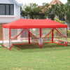 Skladací párty stan s bočnými stenami červený 3x6 m-ForU-93555
