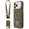 Guess - 4G Strass Logo with Big Strap Metal Button MagSafe puzdro pre iPhone 17 Pro Max - hnedé