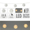Svetelná reťaz 10 LED biela teplá, lampičky 5 cm, glitrované s hviezdičkami, dĺžka 1,5 m