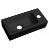 Sapho SMALL ZOE keramické umývadlo 37x18cm, otvor pre batériu vpravo, čierna mat AR495B