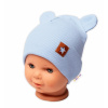 Baby Nellys Rebrovaná dvojvrstvová čiapka s uškami TEDDY - sv. modrá 80-86 (12-18m)