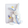 Doudou Darčeková sada - Hračka s úchytom na cumlík králiček 15 cm modrý