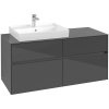 VILLEROY & BOCH Collaro závesná skrinka pod umývadlo na dosku (umývadlo vľavo), 4 zásuvky, 1200 x 500 x 548 mm, Glossy Grey, C08200FP