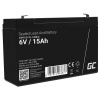 Green Cell AGM VRLA 6V 15Ah maintenance-free battery for the alarm system, cash register, toys