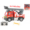 Mikro Trading R/C auto hasičské se žebříkem 13 cm plná funkce na baterie se světlem 27MHz v krabičce 1:64