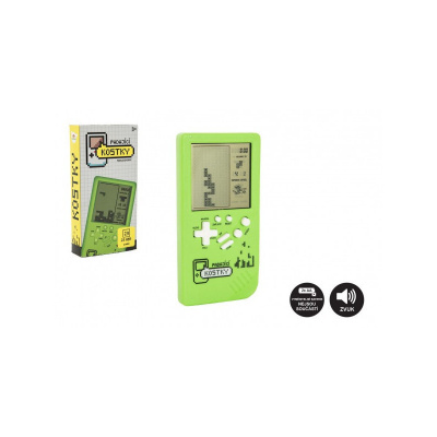 Teddies Digitálna hra Padajúce kocky hlavolam plast 14x7cm zelená na batérie so zvukom v krabičke 7,5x14,5