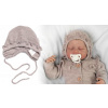 Pletená čiapočka na zaväzovanie bonetka Girl, Hand Made Baby Nellys, bežová, veľ. 68/74, 68/74 (6-9m)