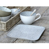 Chic Antique Šedý porcelánový hranatý tanier s ornamentami Arés Grey - 20*20*2cm - Chic Antique